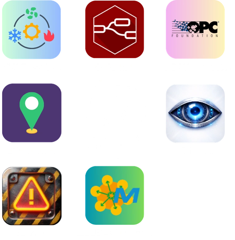 IronFlock app ecosystem — industrial app icons from the IronFlock app store