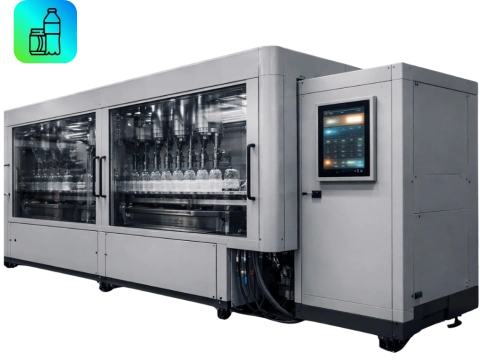 IronFlock OEM digital services — filling machine connected to a machine-monitoring dashboard